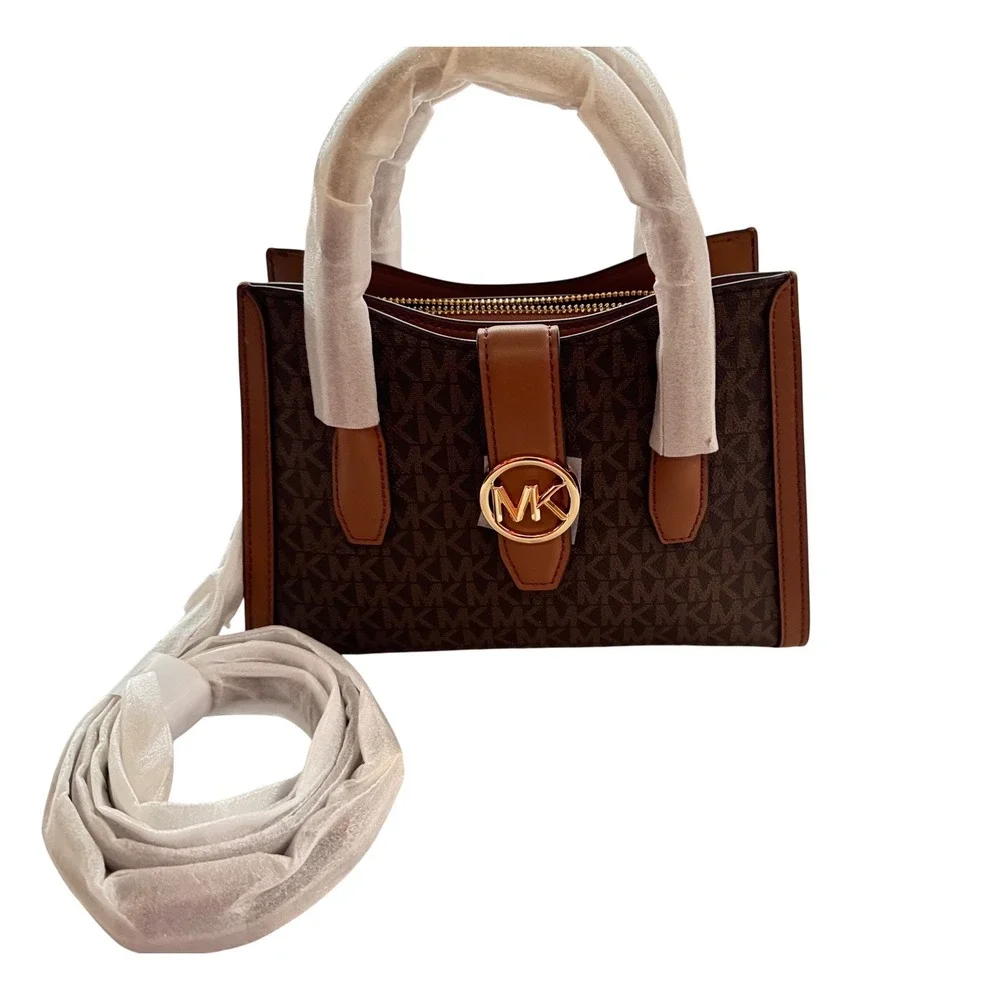 Michael Kors Brown Signature Logo Small Satchel Bag with‎ crossbody strapNWT